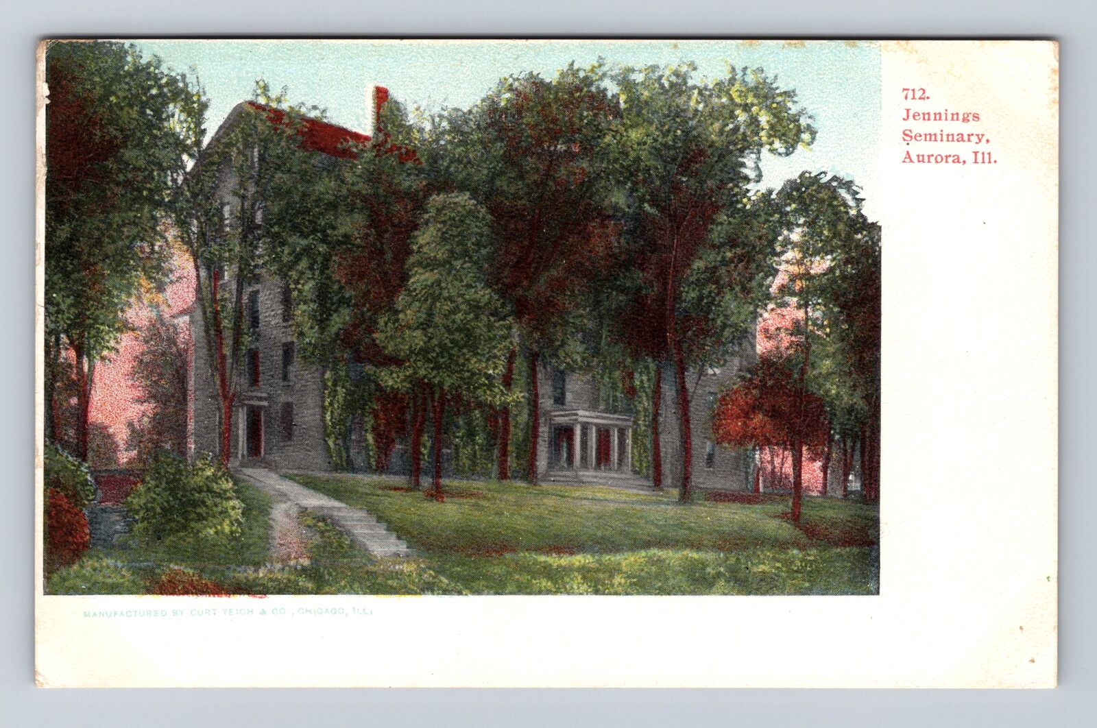 Aurora IL-Illinois, Jennings Seminary, Antique, Vintage Postcard