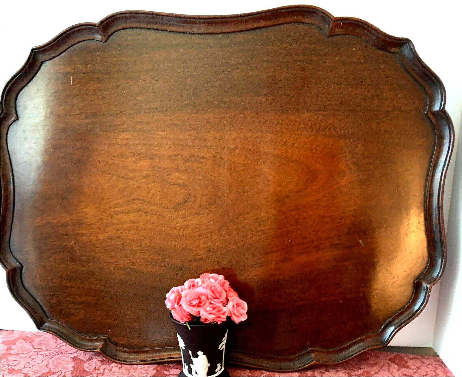 Antique English Chippendale Mahogany Wood Tray 