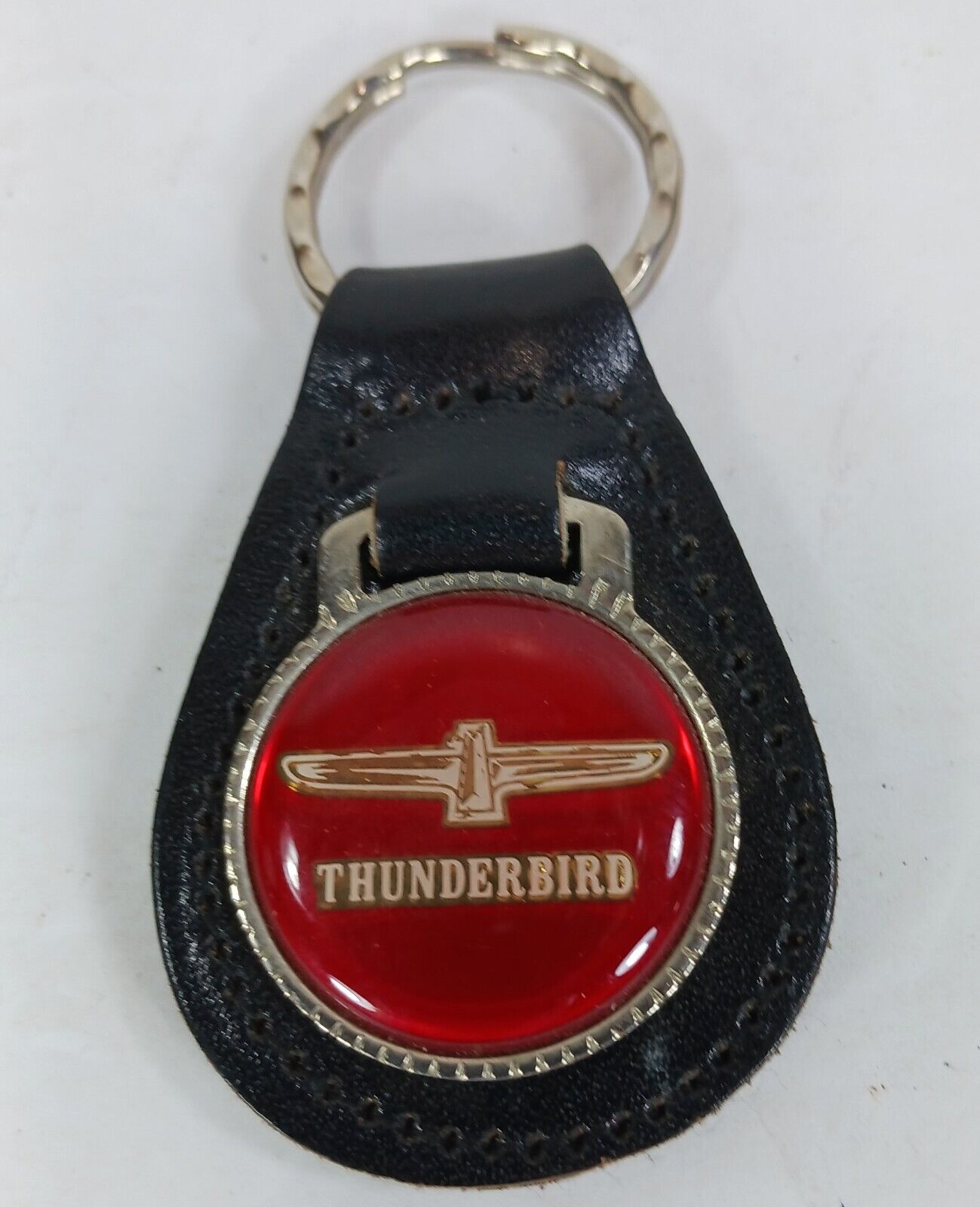 vintage thunderbird keychain leather made in usa 1970s 