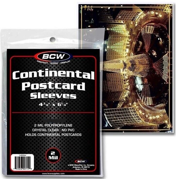 NEW (50 CT) BCW Continental Postcard /  Picture Poly Soft Sleeves Holders