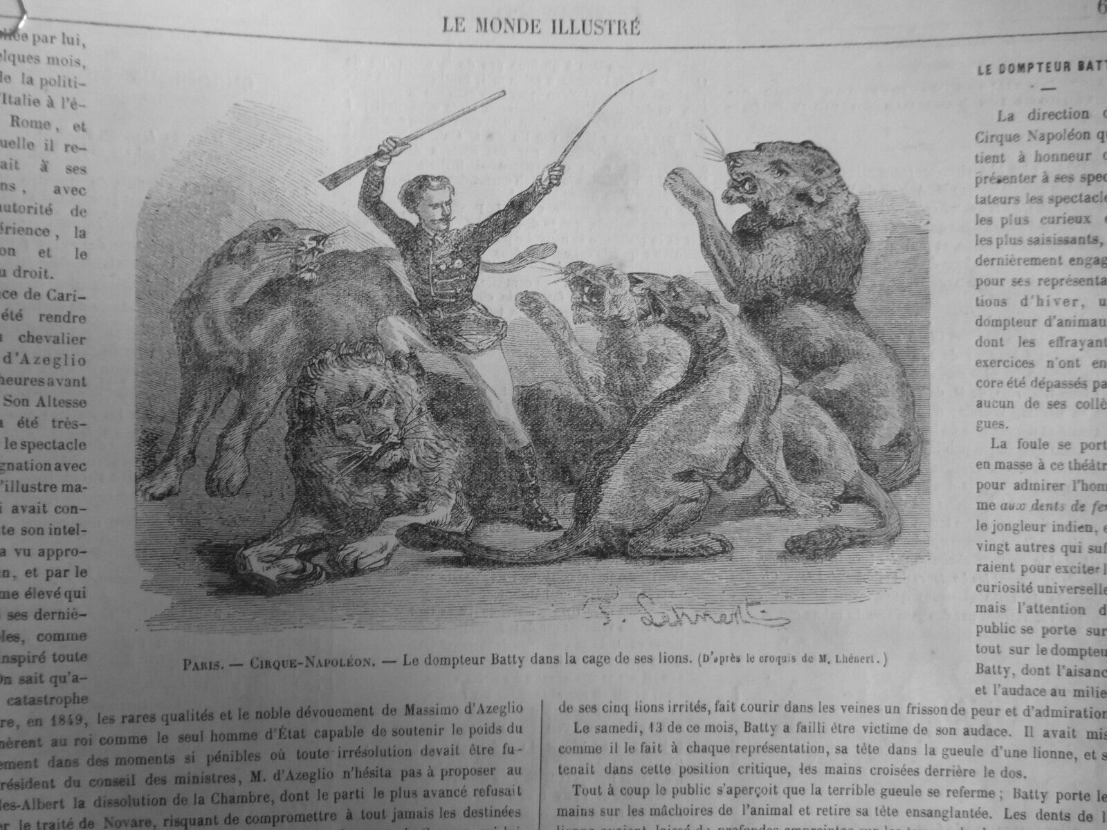 1852 1866 CIRCUS TAMER BATTY M CHARLES RAREY 3 ANTIQUE NEWSPAPERS