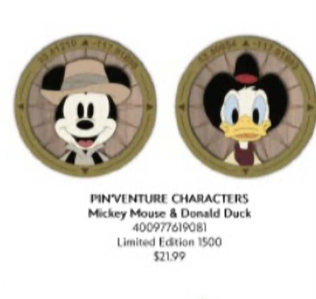 Disneyland pin\'venture characters mickey mouse an donald duck pin presale
