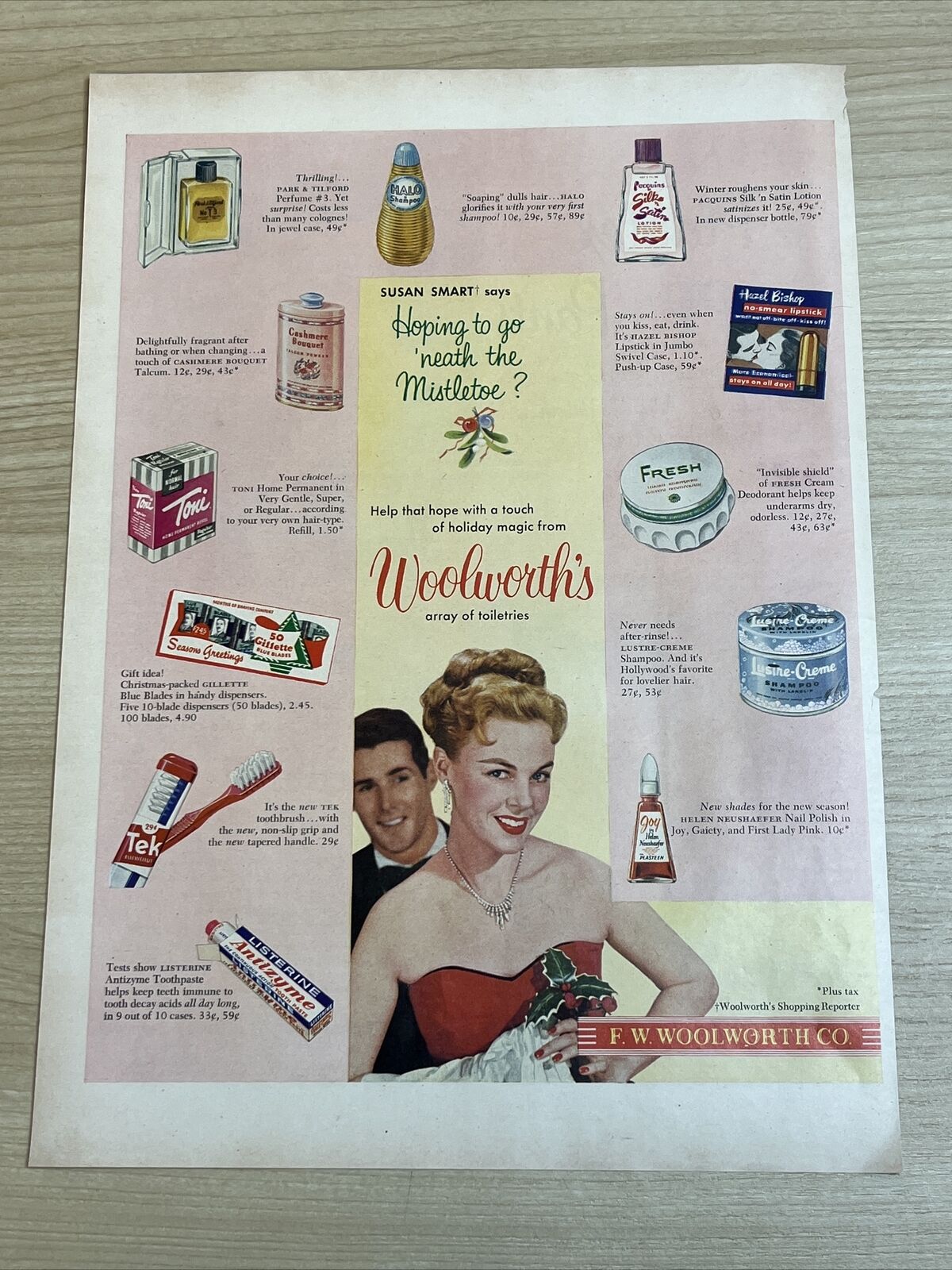 Woolworth\'s Toiletries Susan Smart Vintage 1953 Print Ad Life Magazine