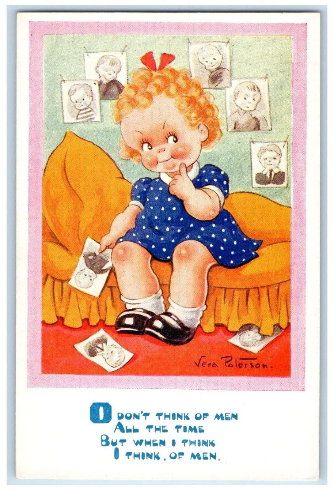 Vera Paterson Artist Signed Postcard Comic Little Girl Don\'t Think Of Men
