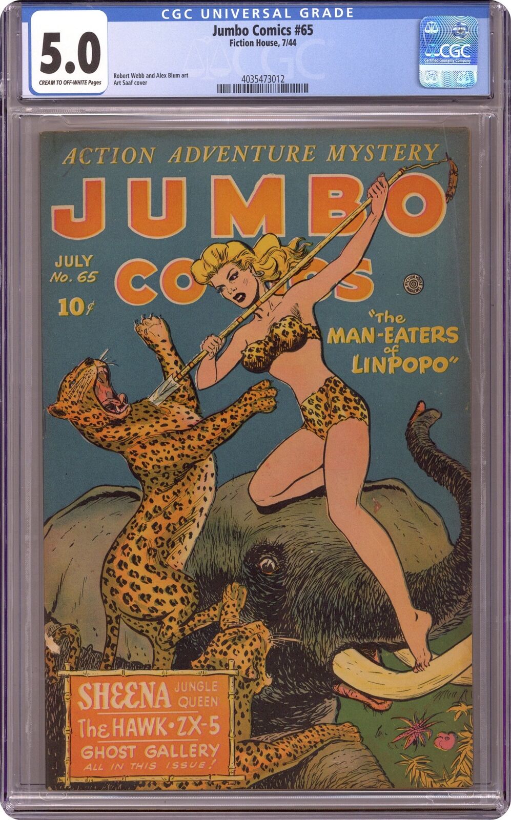 Jumbo Comics #65 CGC 5.0 1944 4035473012