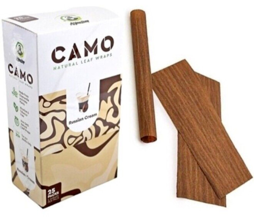 Camo Wraps Natural Leaf Wrap Russian Cream SEALED BOX 25 Packs 5 Wraps Per Pack