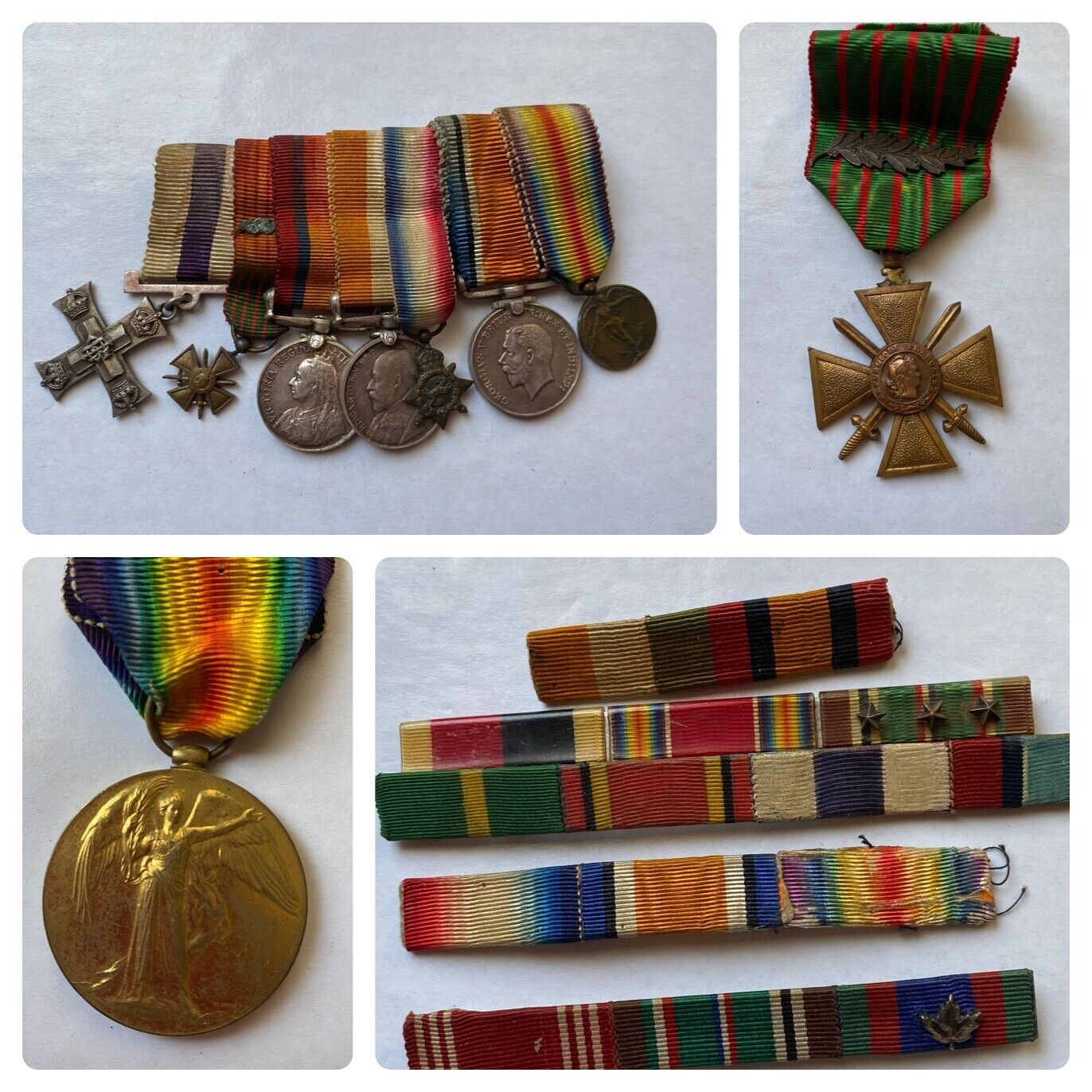 WWI WWII Military Cross Medal Miniature Ribbon Band Victory British 1914
