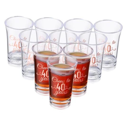 48 Pcs Birthday Shot Glasses Bulk, Unbreakable 1.4 oz Rose Gold For 40 Years