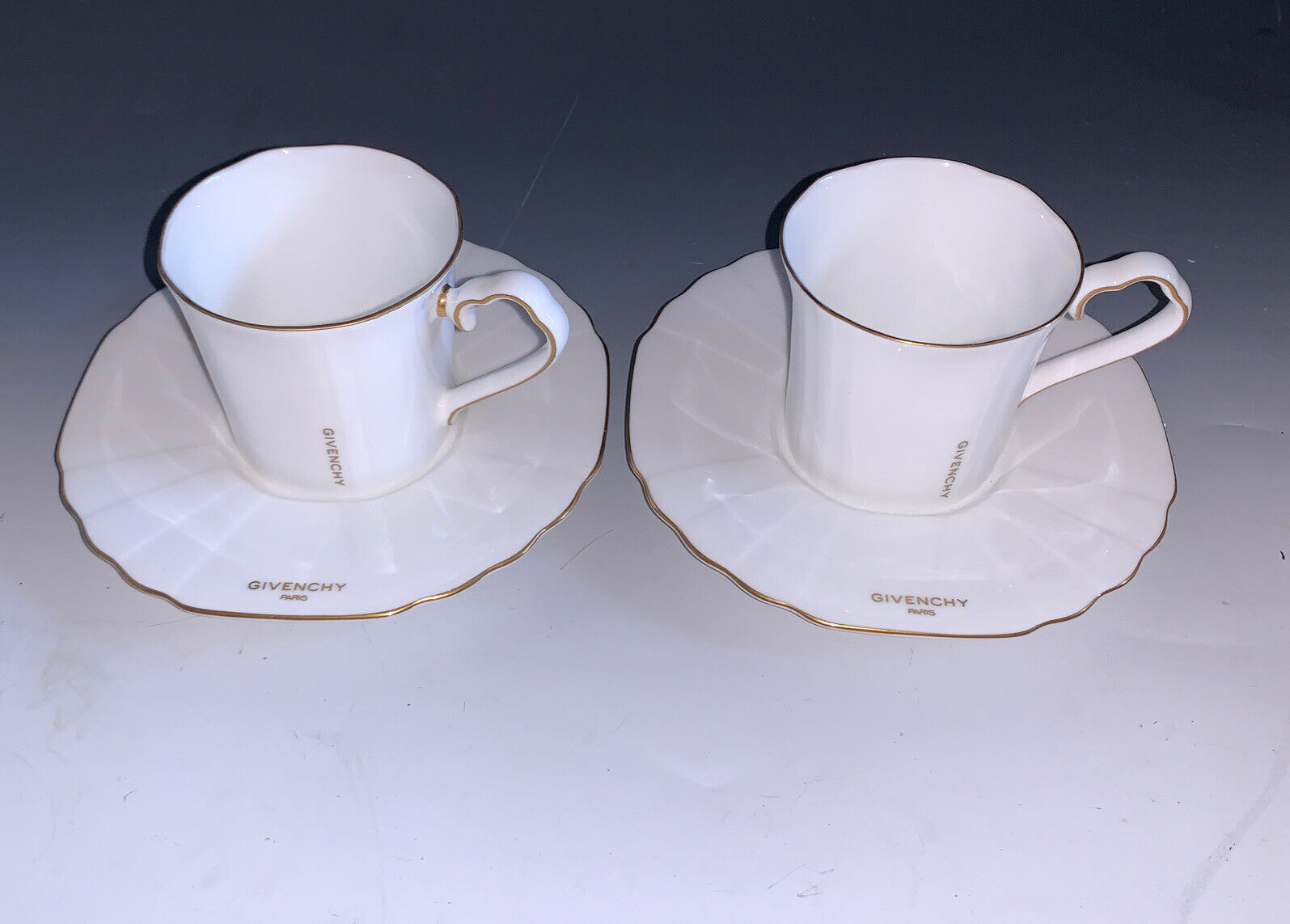 Givenchy Paris Yamaka Tea Cups & Saucers Set of 2 From Japan Bone China