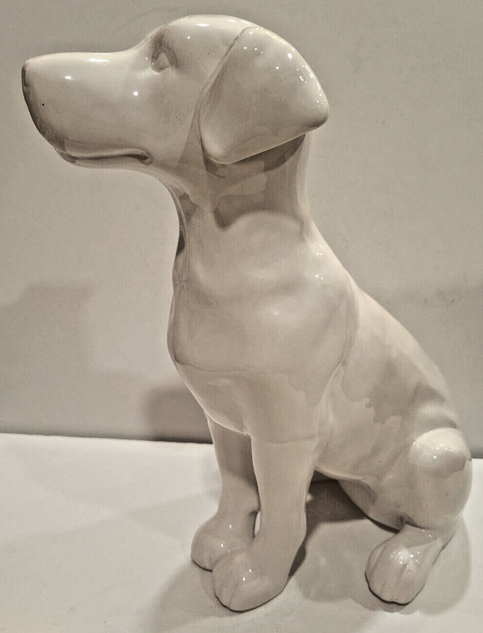 Large Vintage Sitting Labrador Dog Ceramic Figurine  13.25\