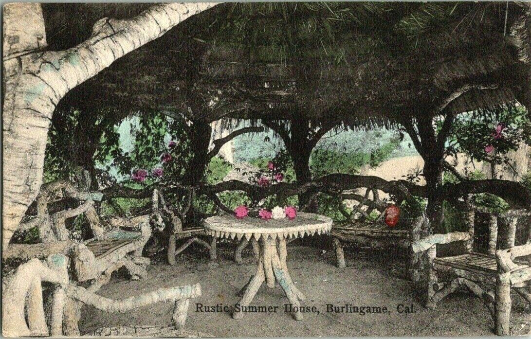 1908. RUSTIC SUMMER HOUSE. BURLINGAME, CA POSTCARD s1
