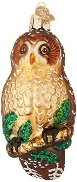 Old World Christmas Glass Blown Ornament, Spotted Owl (With OWC Gift Box)