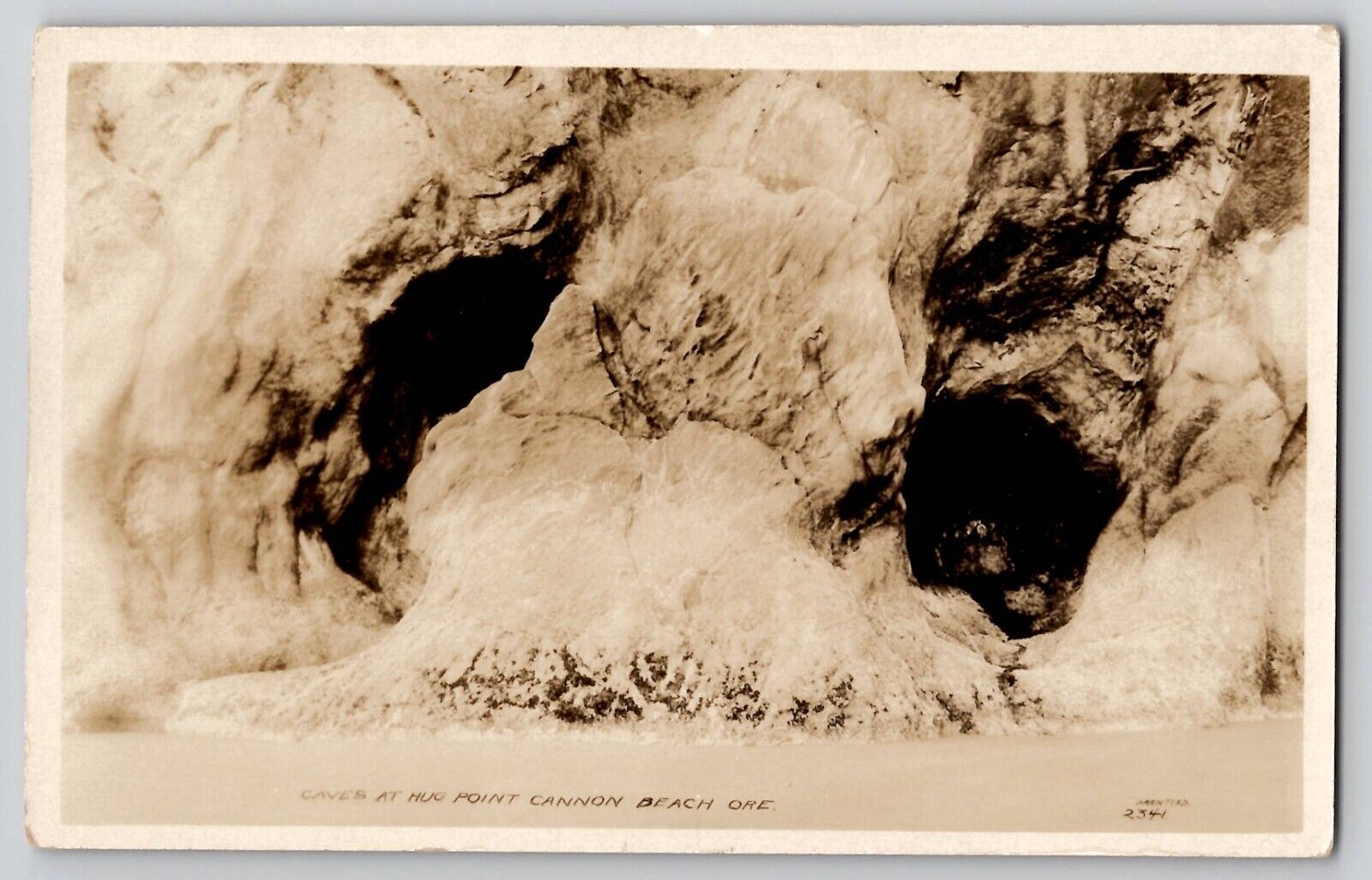 Cannon Beach OR Oregon Caves at Hug Point RPPC Photo Postcard c1920\'s Prentiss