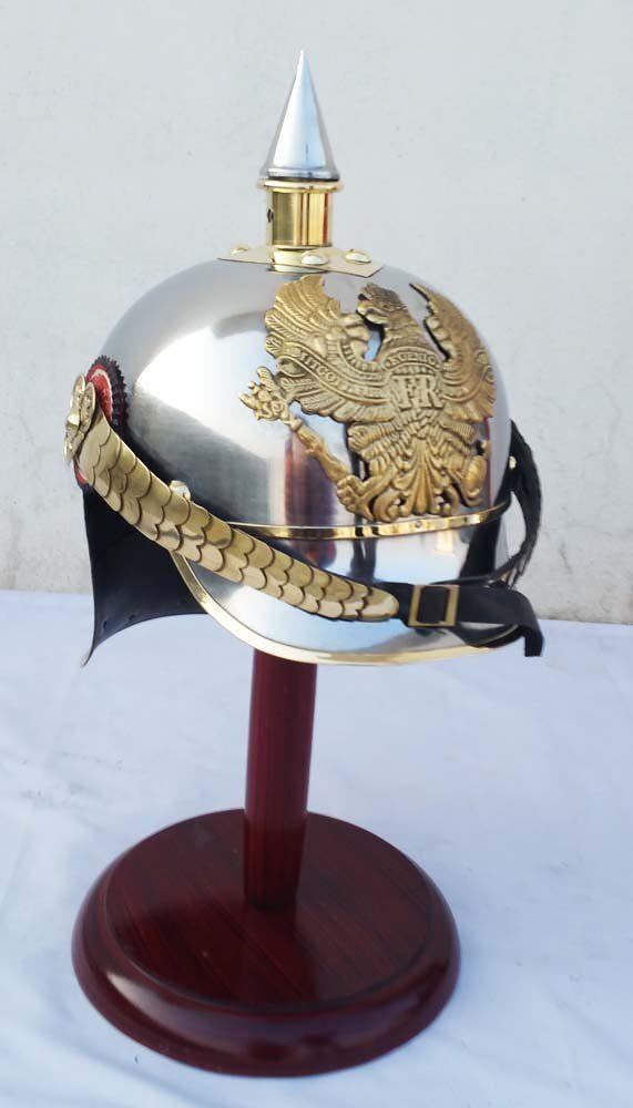 German Wearable Fire Pickle Hauberk Steel Brass Helmet Prussian Military Helmet