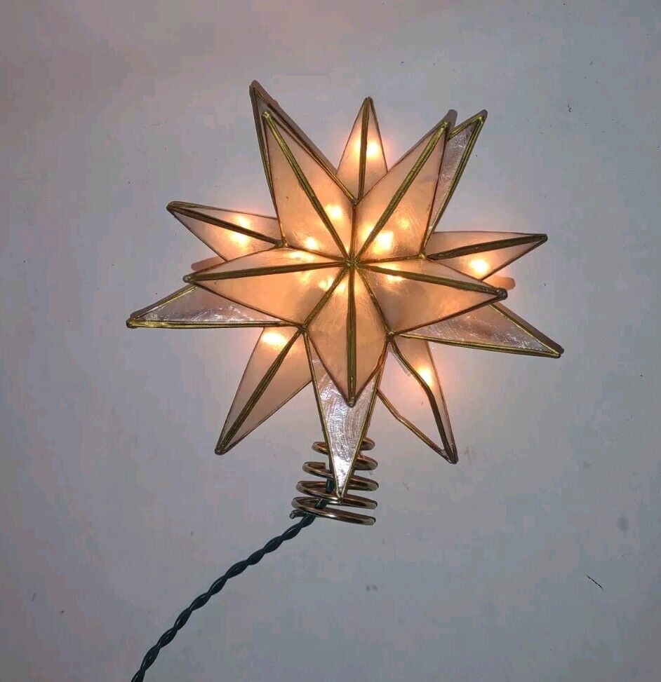 Kurt S Adler Illuminations Tree Top Star  Shell With Gold Trim Tested Works