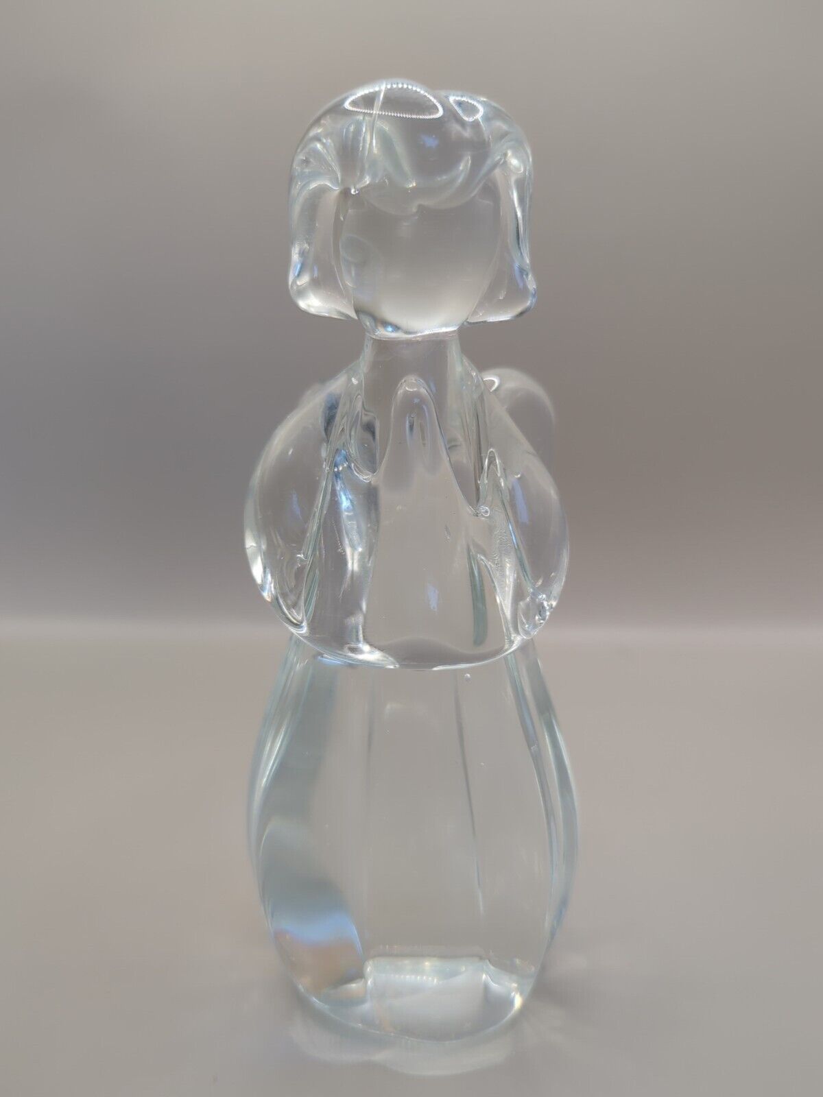 Vintage Clear Art Glass Praying Angel Figurine 6.5\