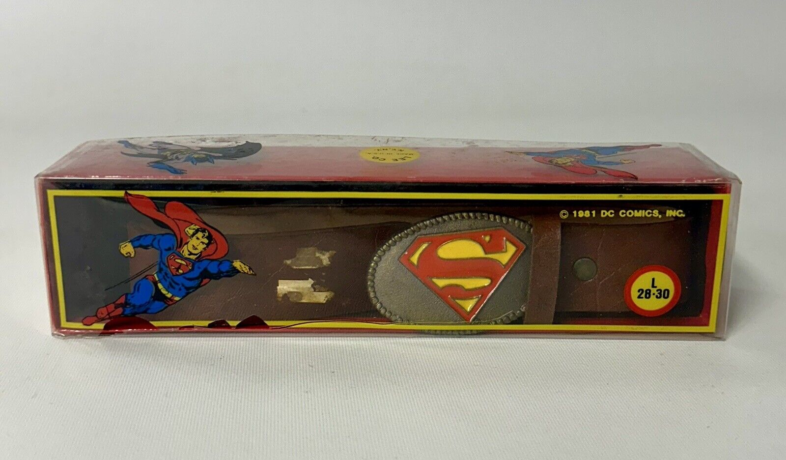 Vintage 1981 DC Comics Lee Super Powers Superman Leather Belt Clean Unused