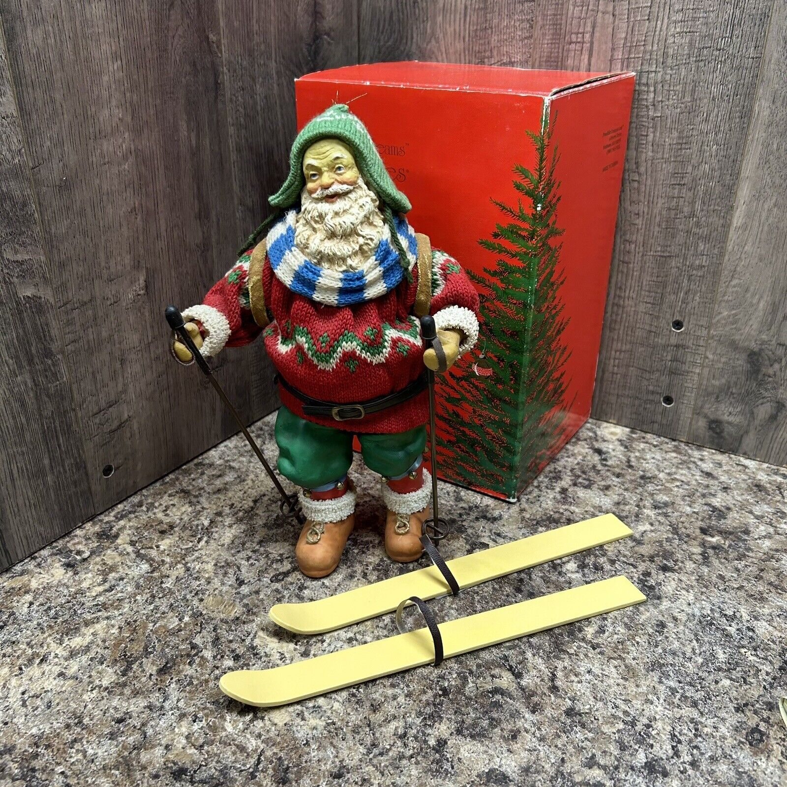 Clothtique Possible Dreams  Skiing Santa Claus 1989 713047 With Original Box