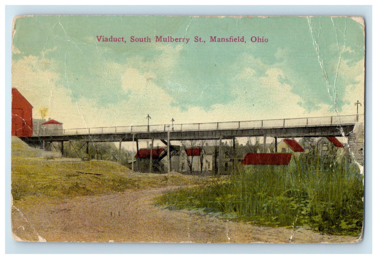 1923 Viaduct, South Mulberry St. Mansfield Ohio OH Vintage Postcard