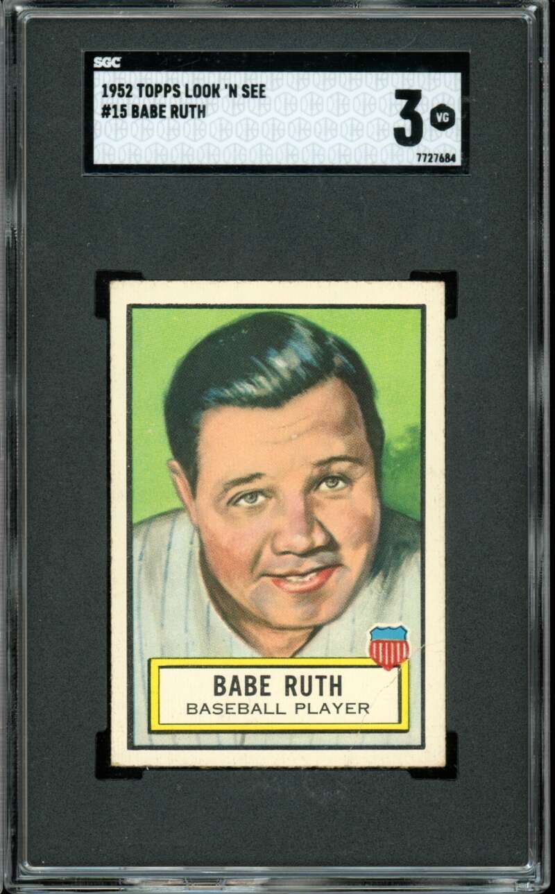 1952 Topps Look and See #15 Babe Ruth Yankees HOF SGC 3 VG w/crease