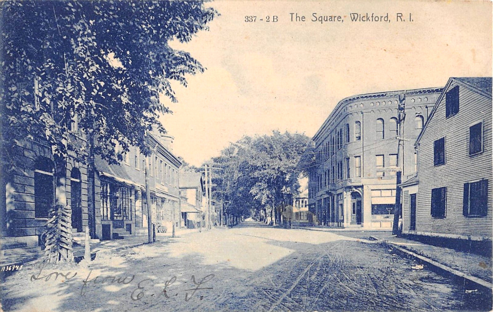 1907 Stores The Square Wickford RI post card