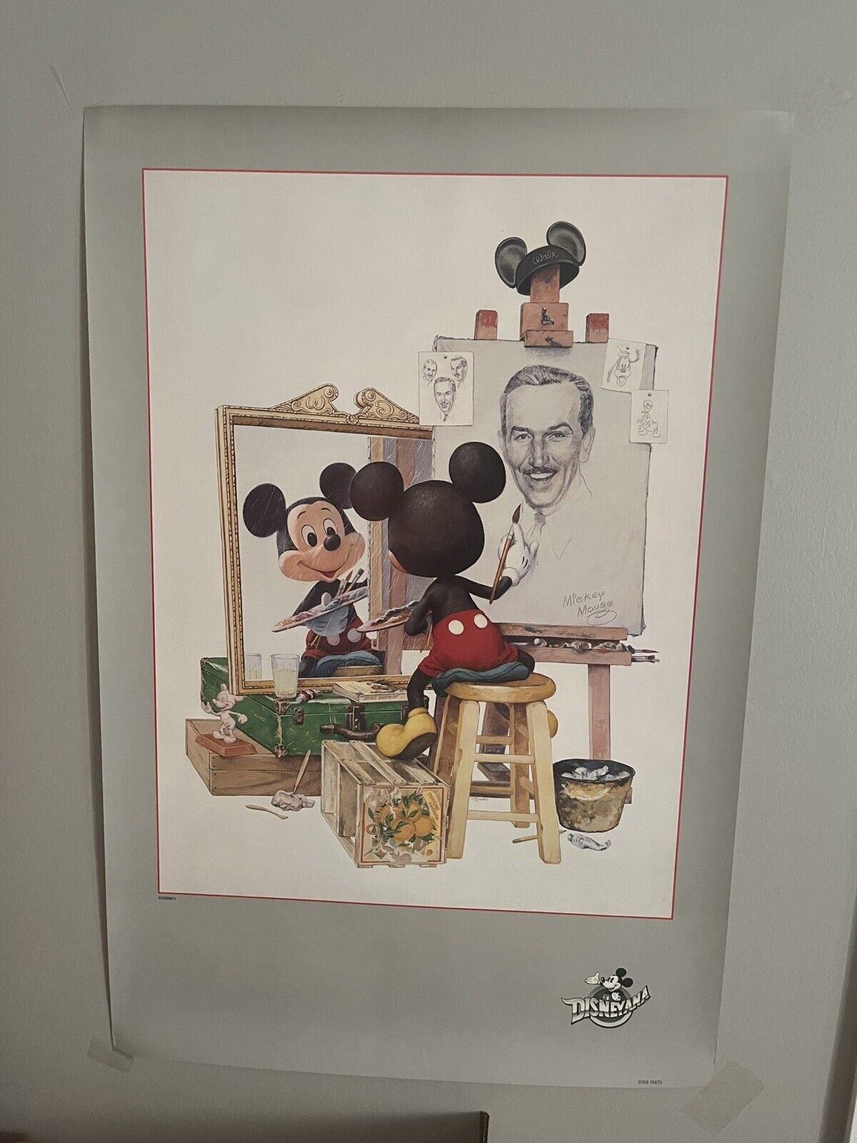 Disneyana Disney Art Print Poster 36x24 Walt Disney Self Portrait Mickey Mouse