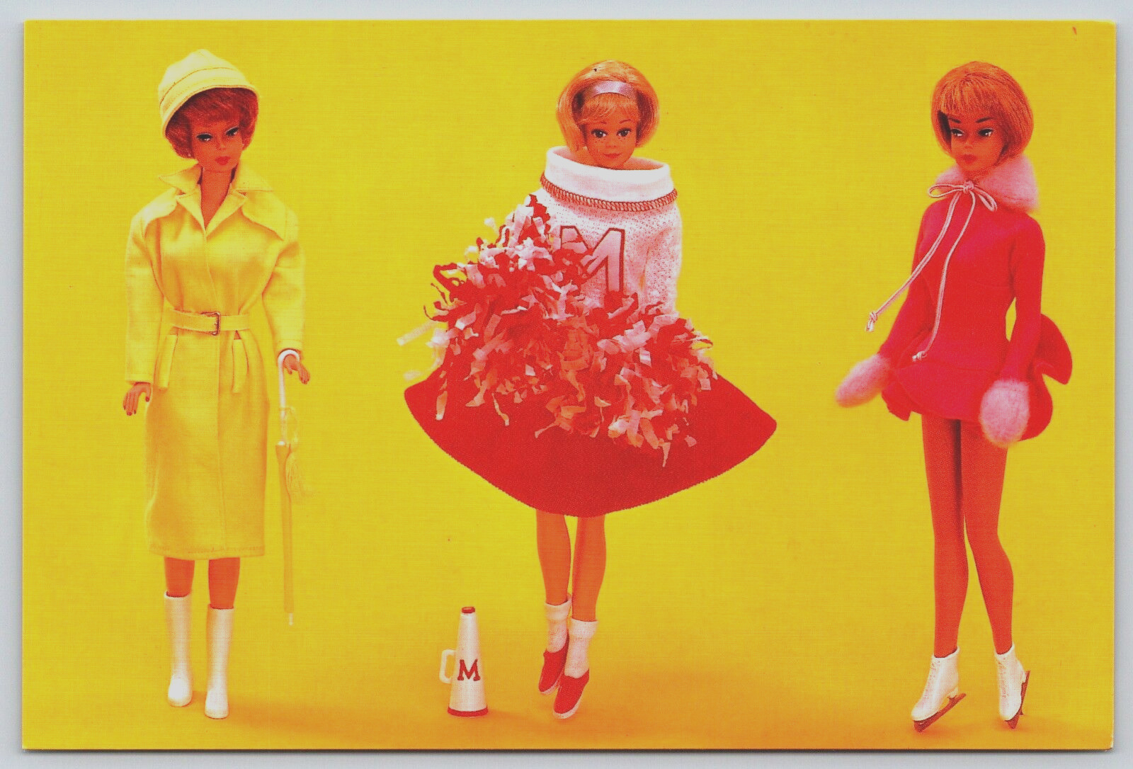 Barbie Doll Postcard Stormy Weather Cheerleader Skaters Waltz 1960s - REPRO - G1
