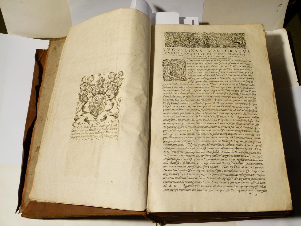 Rare 1620 Augustin Marlorat Thomas Osborne, 1st Duke of Leeds Kiveton Antiq Book
