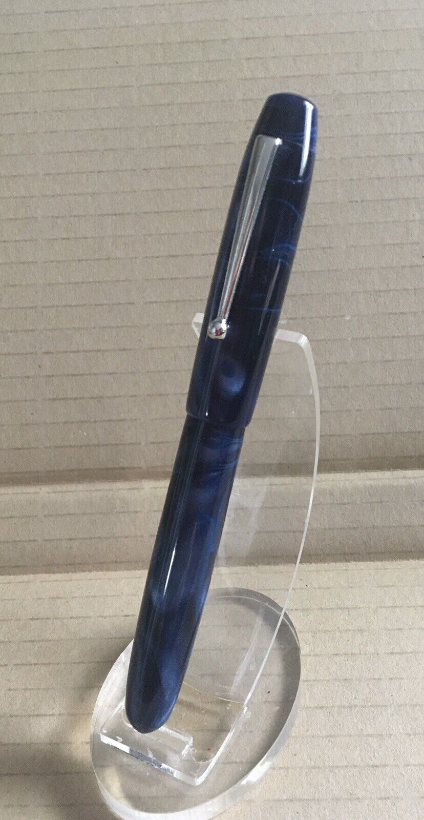Edison Collier Blue Swirl Fountain Pen “STUB”