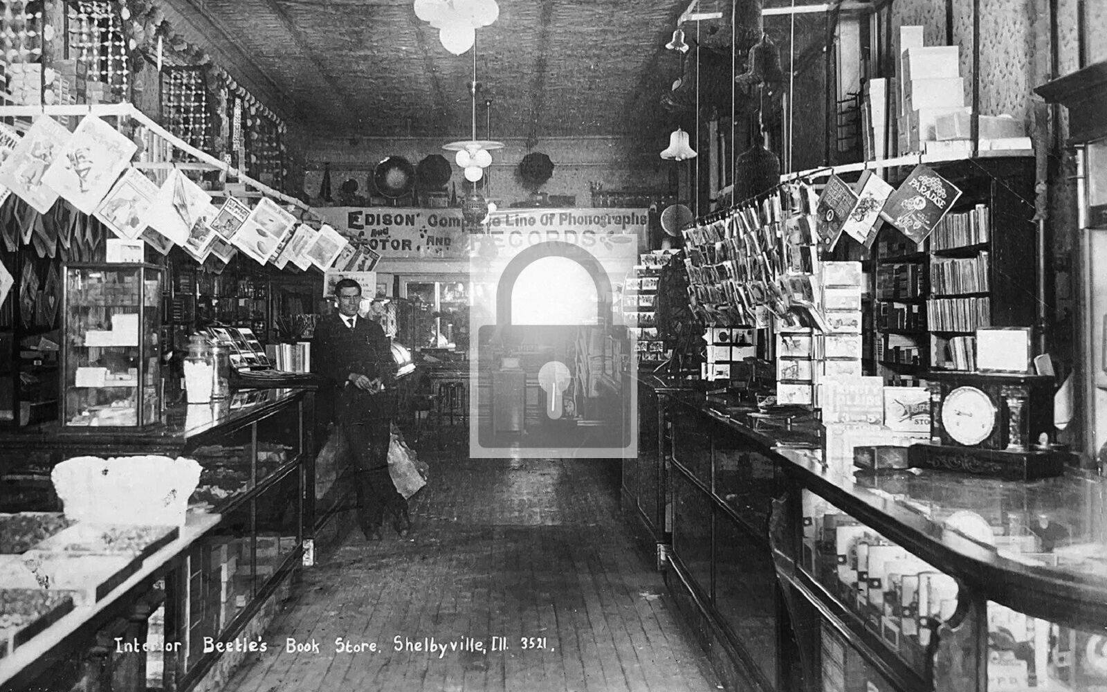 Interior View Beetles Book Store Shelbyville Illinois IL Reprint Postcard