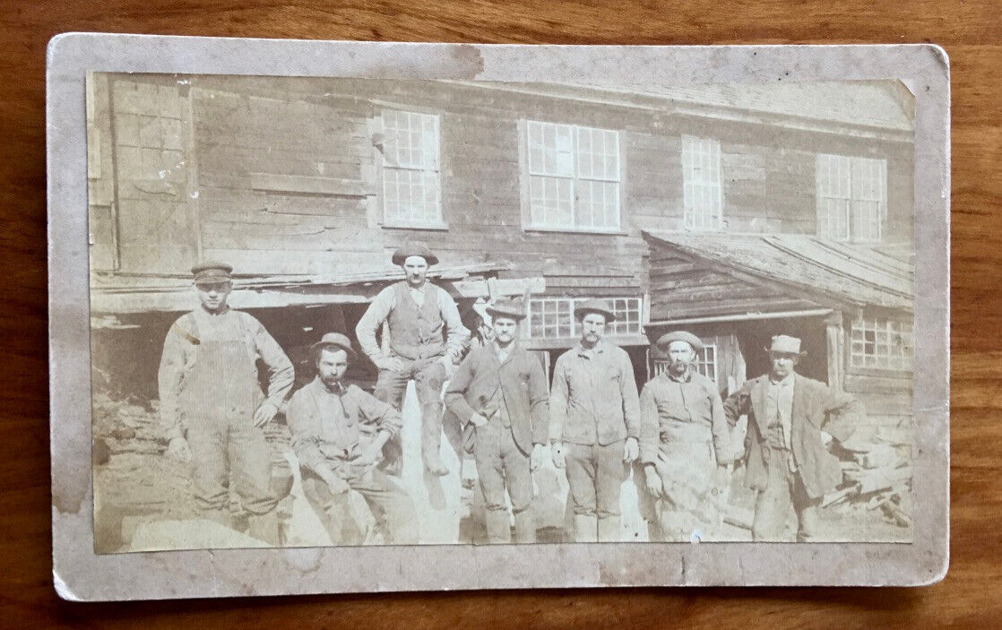 c1890\'S GROUP OF WORKING MEN SHERBURNE CABINET CARD PHOTO BARRE VT VERMONT