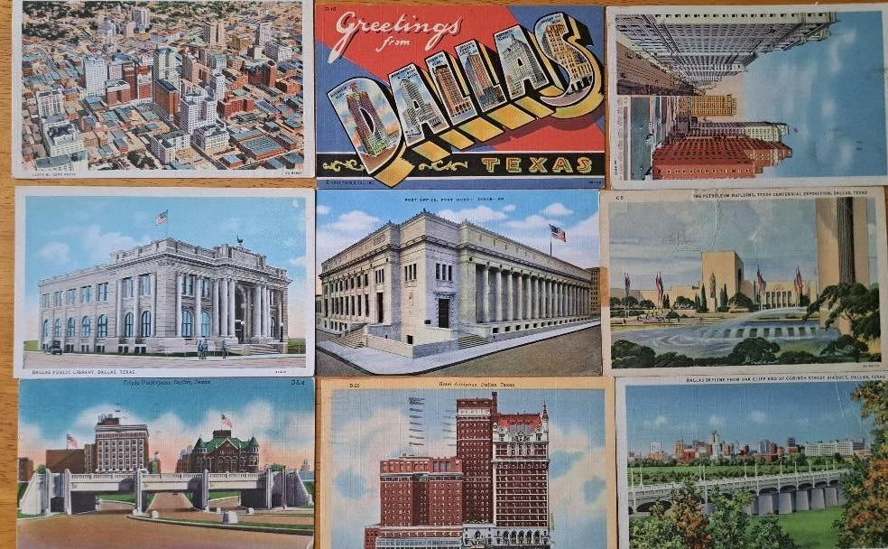 Lot of 9   DALLAS, TEXAS     Vintage TX  Postcards   ca.1930\'s-1940\'s