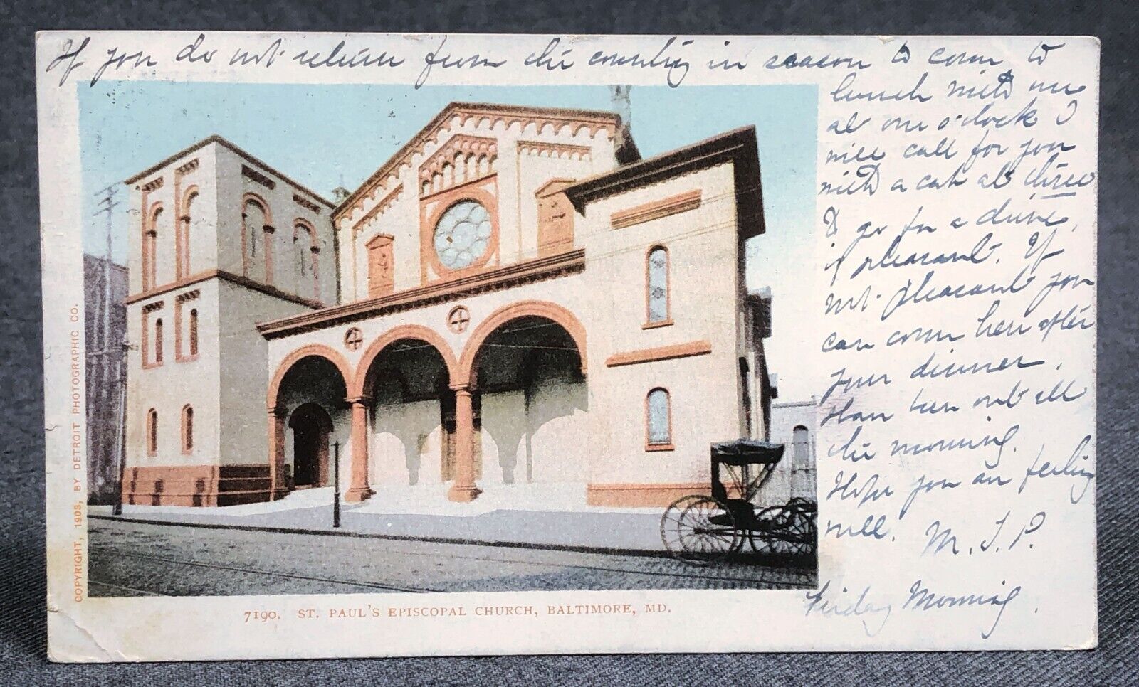 1905 St. Paul\'s Episcopal Church Baltimore MD Antique Postcard PC View UDB