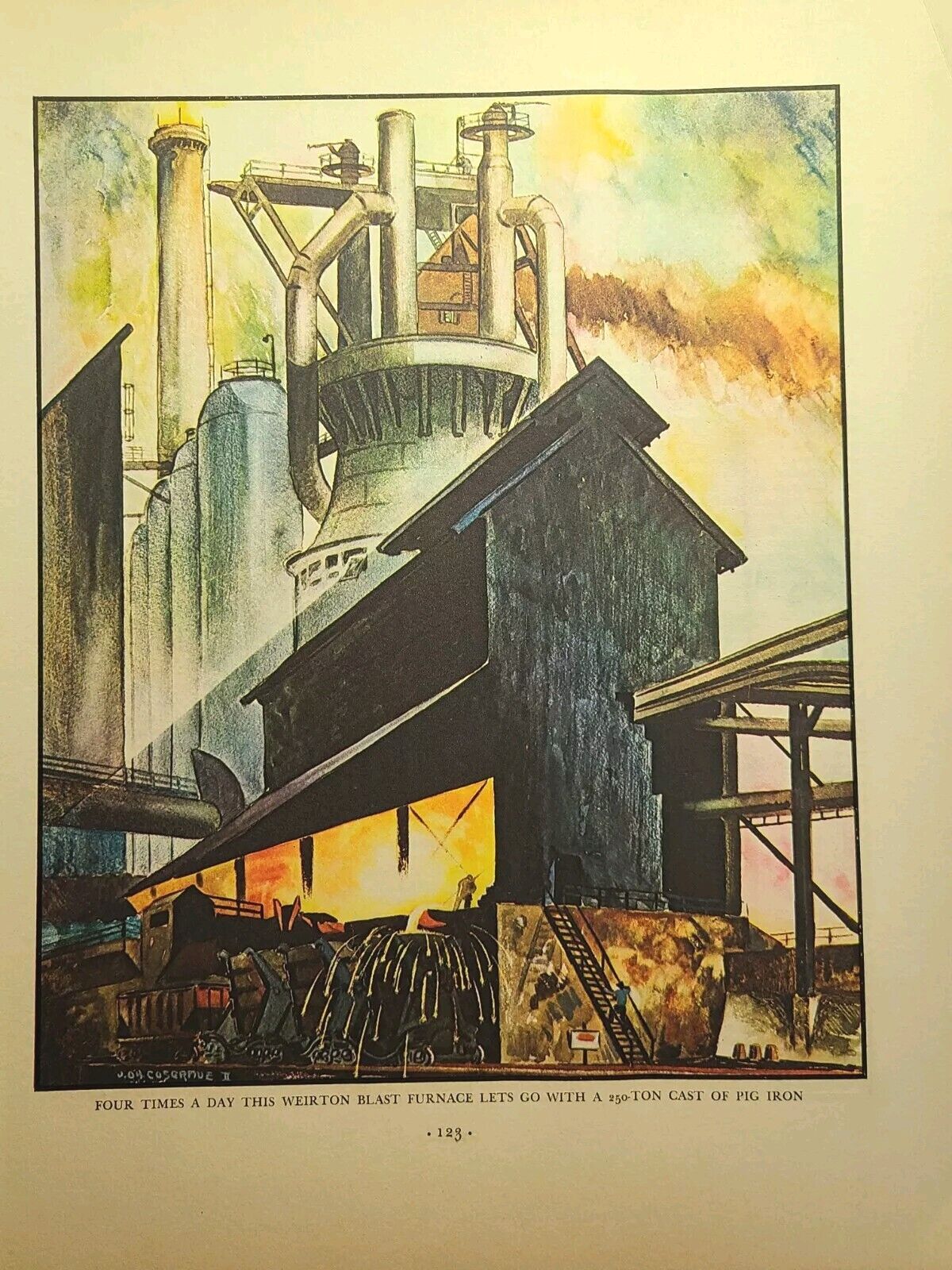 Weirton WV Steel Blast Furnace John O\'Hara Coscrove II Art Magazine Print 1936