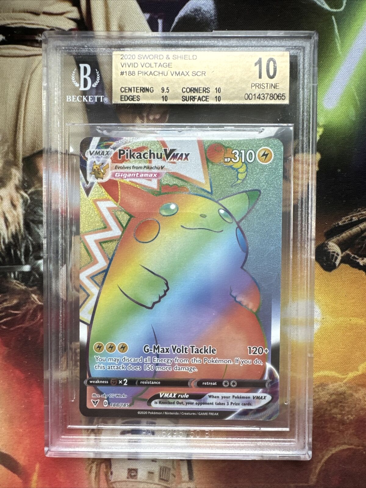 Pokémon Vivid Voltage Pikachu VMAX 188/185 Rainbow BGS 10 PRISTINE