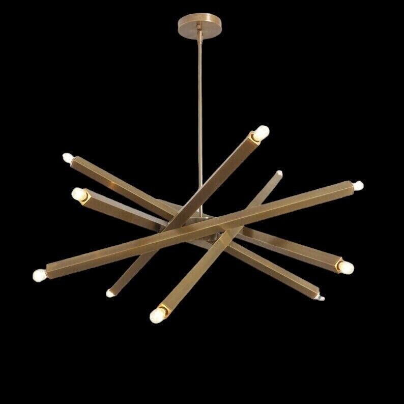 Timeless Elegance: Brushed Brass 6-Arm Chandelier – Illuminate Your Space