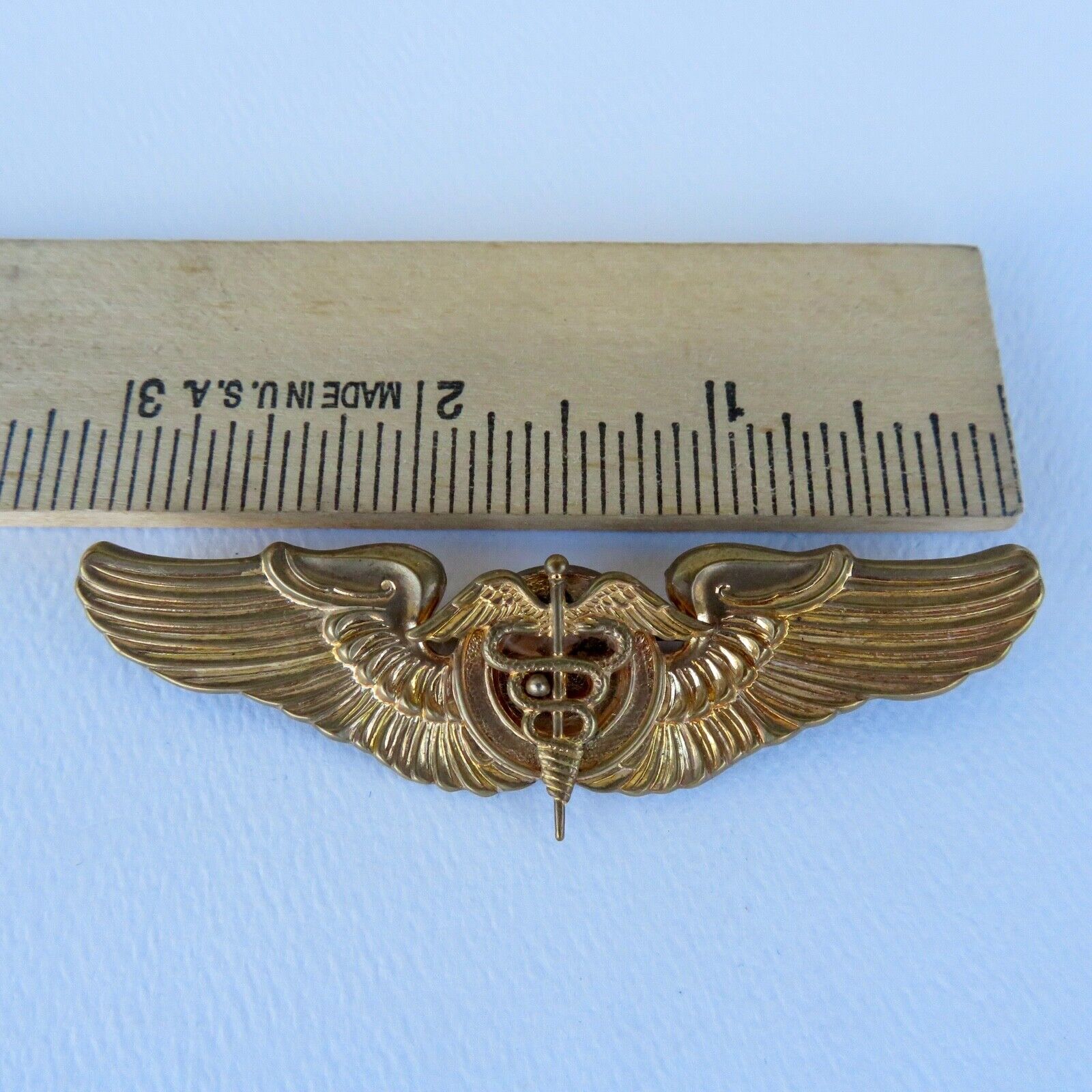 WWII USAF FLIGHT SURGEON WINGS STERLING GOLD 1ST TYPE FULL SIZE MEYER - NICE