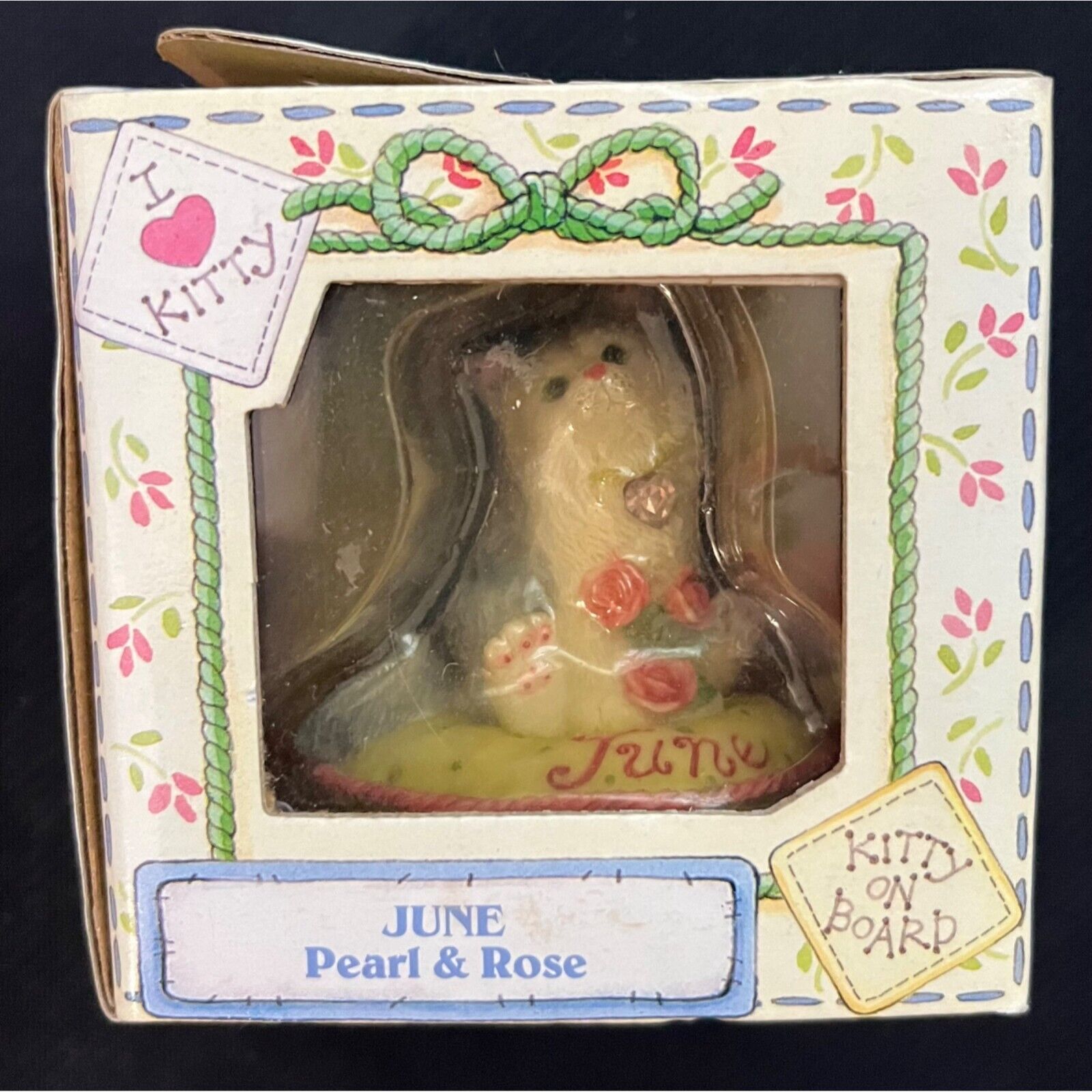 NWT Calico Kittens Enesco June Cat Of The Month Box NOS 784842 2000 Pearl Rose