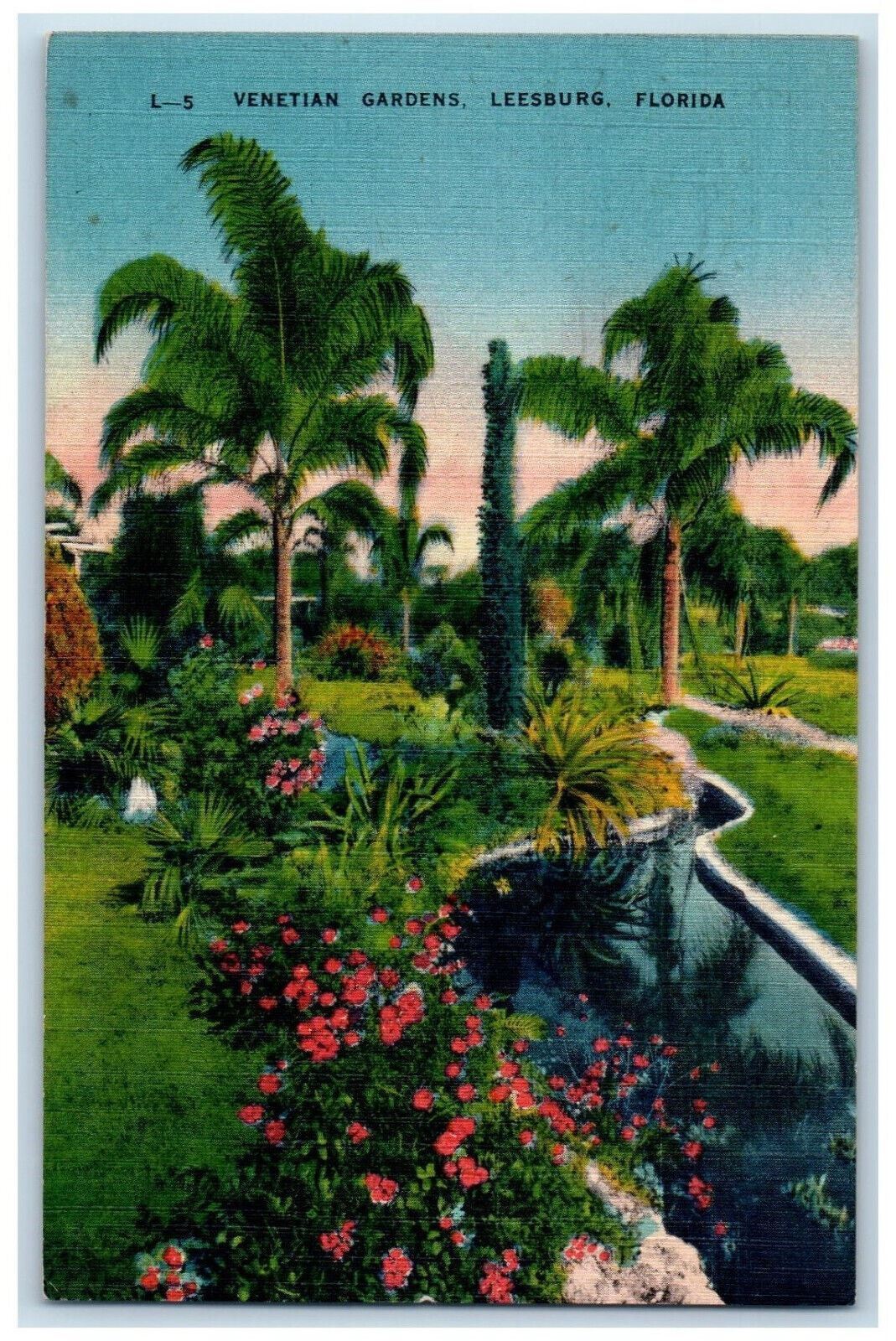 1946 Venetian Gardens Leesburg Florida FL Vintage Posted Postcard