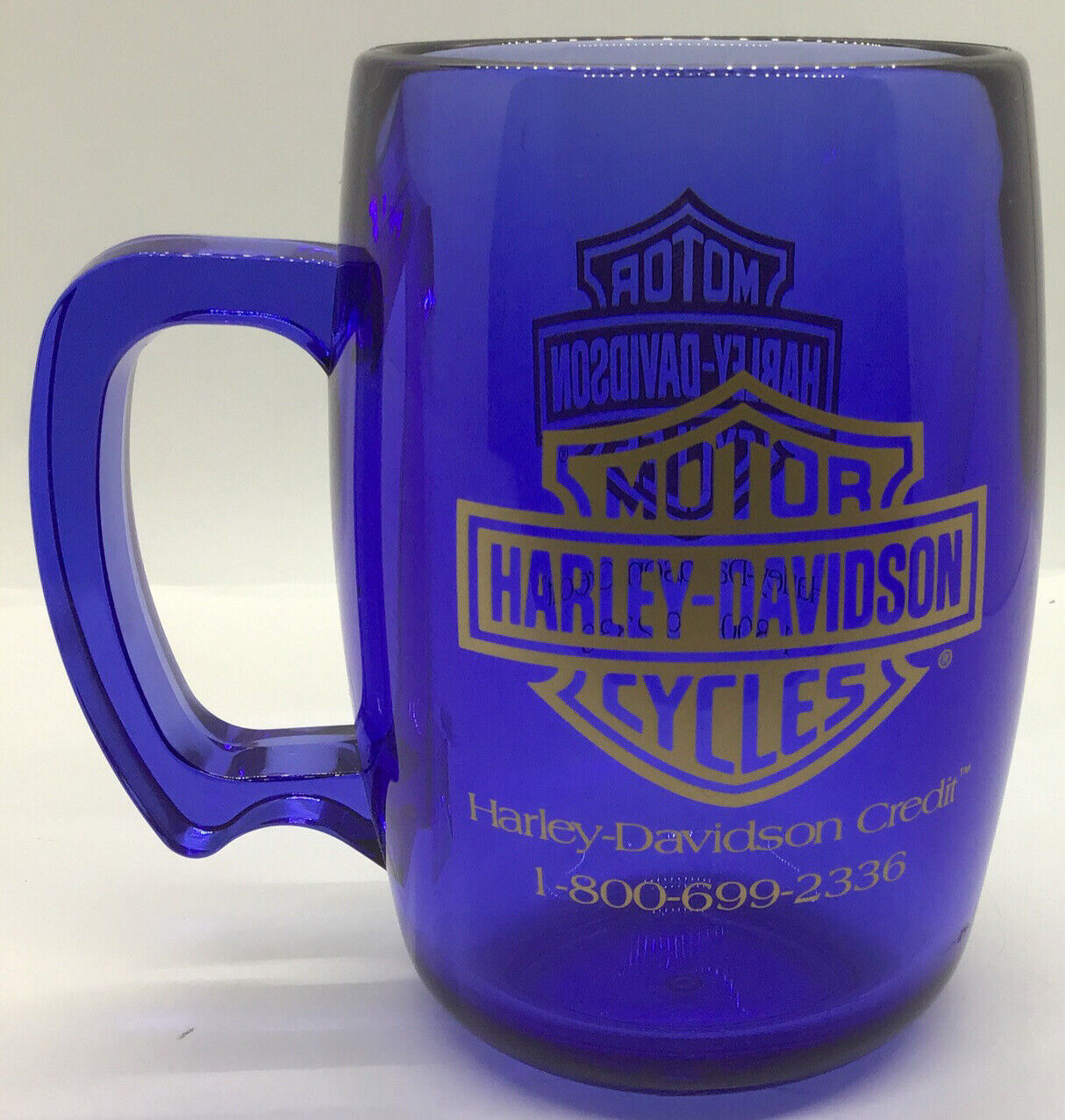 Motor Harley Davidson Cycles 14 Oz. Blue Glass Mug Harley-Davidson Credit