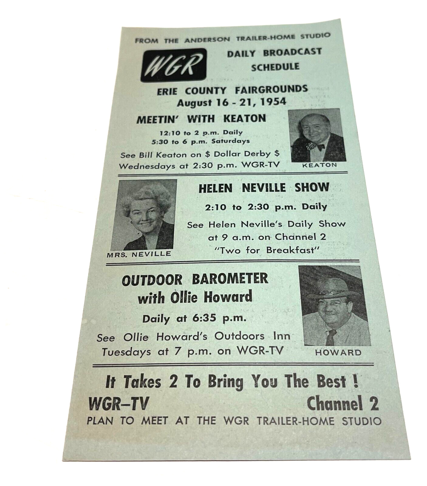 1954 ERIE COUNTY FAIR WGR DAILY BROADCAST SCHEDULE HAMBURG, NY