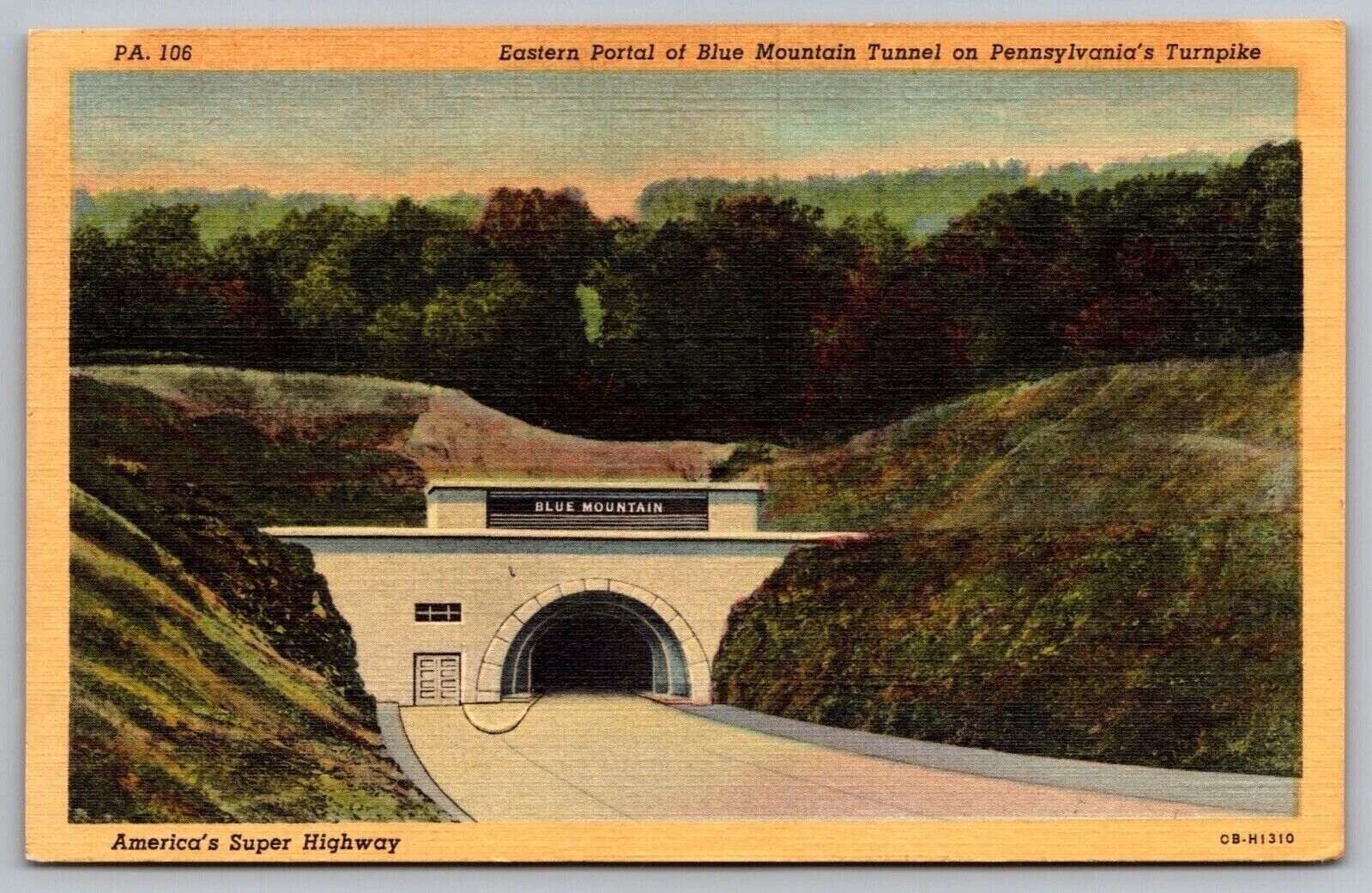 Eastern Portal Blue Mountain Tunnel Pennsylvania Turnpike Super Highway Postcard