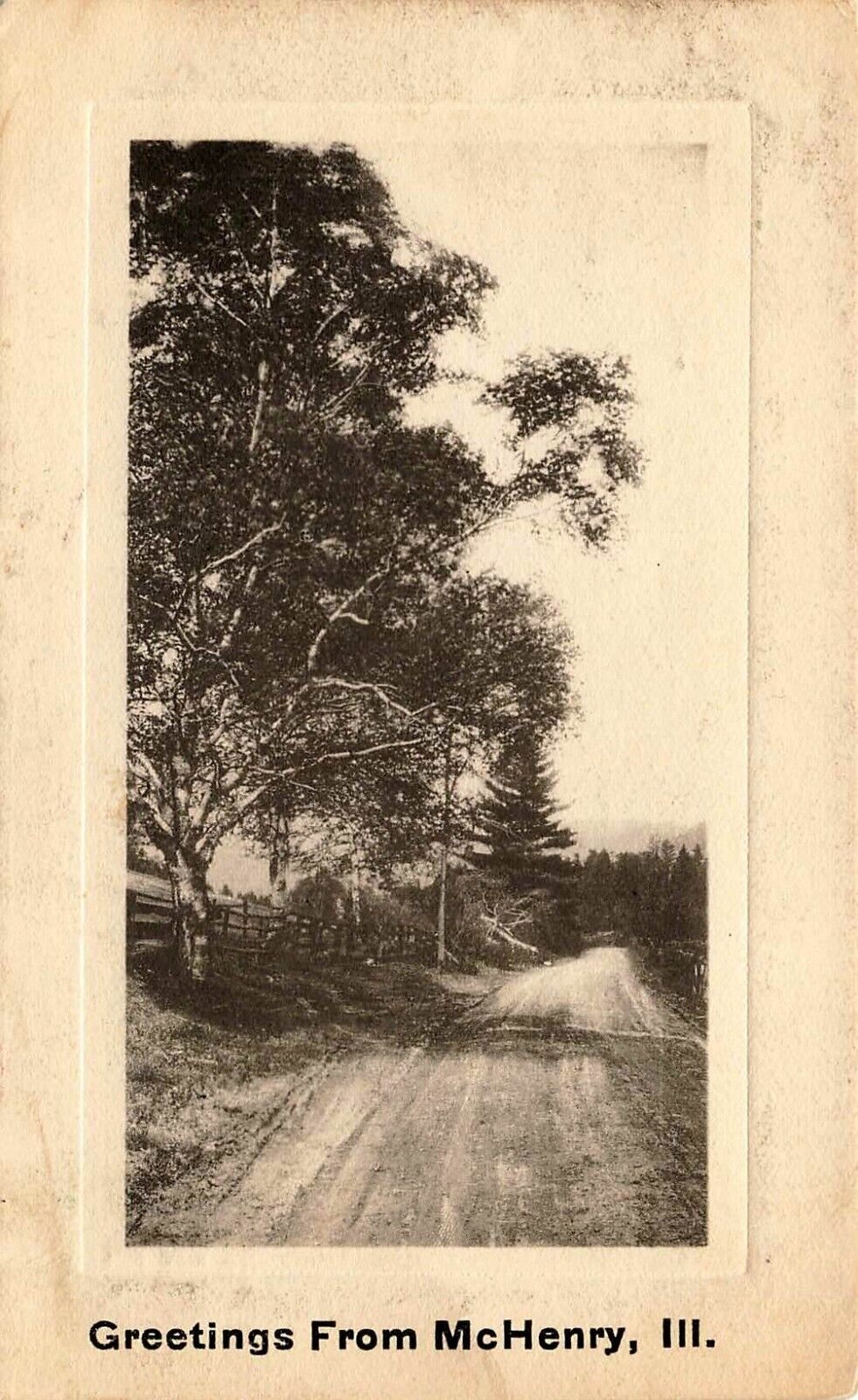 ILLINOIS PHOTO POSTCARD: ROAD VIEW GREETINGS FROM McHENRY, IL