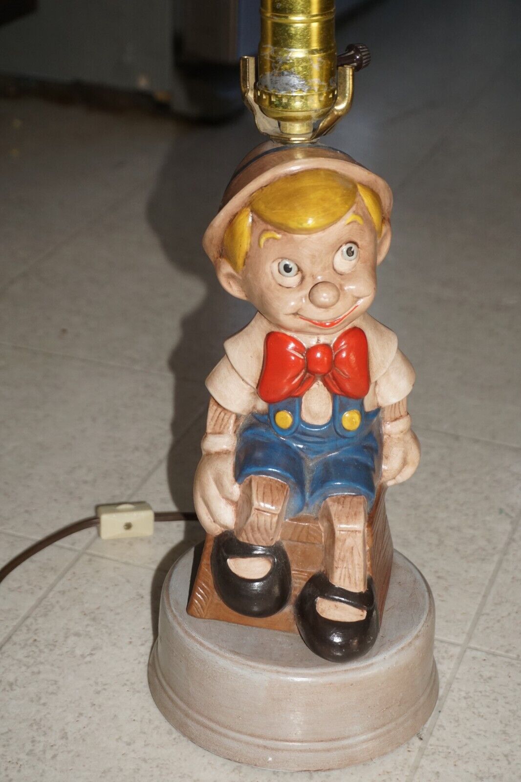 Vintage Ceramic Disney Pinocchio Lamp Ceramic 14\