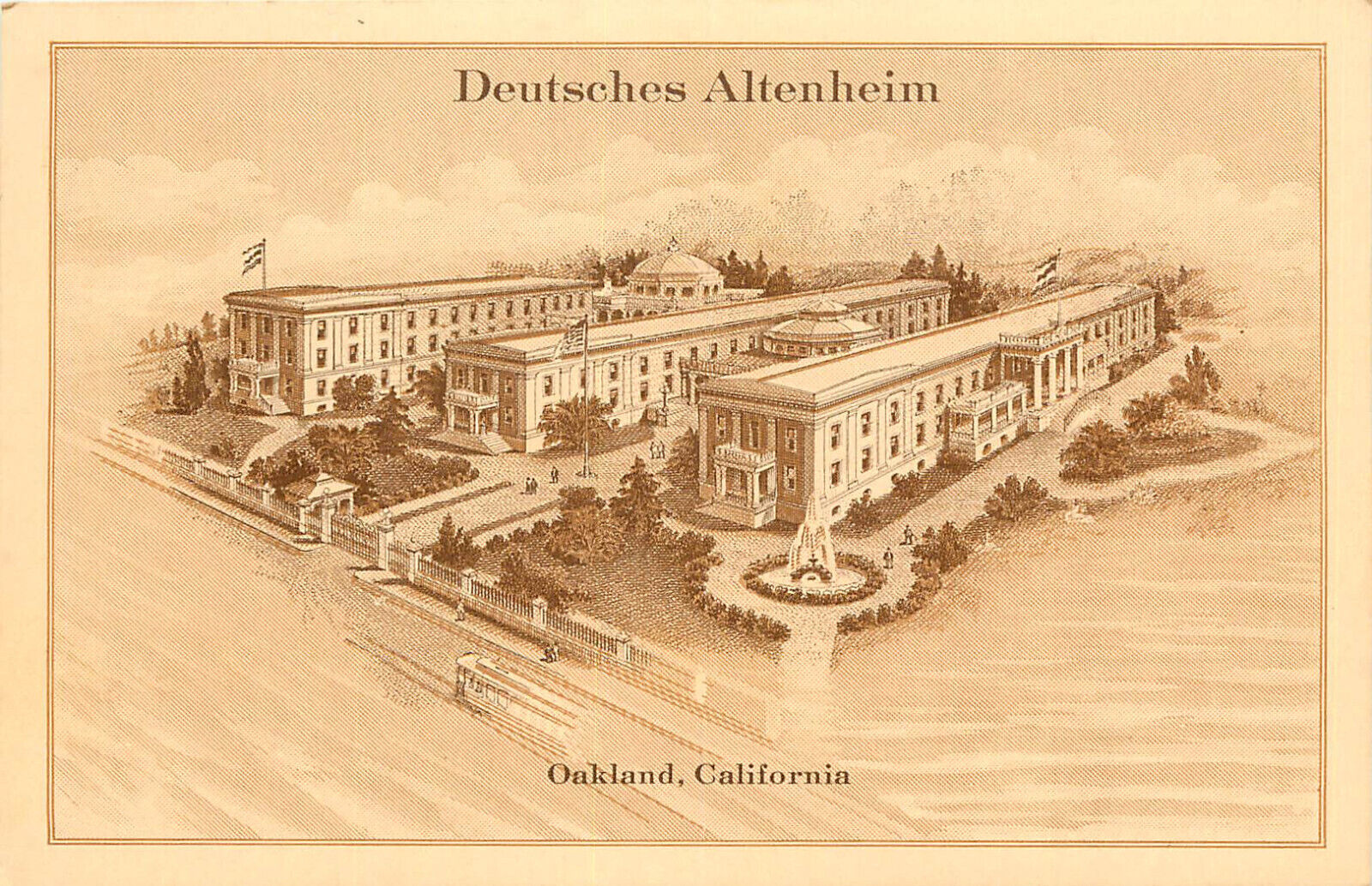 Vintage Postcard Deutsches Altenheim Oakland CA German Old Folks Home Unposted
