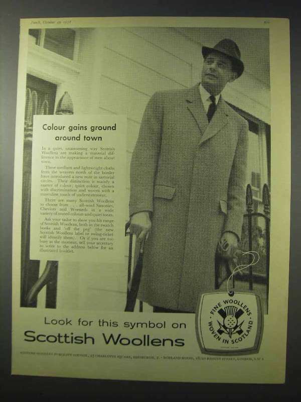 1958 Scottish Woolens Ad - Colour Gains Ground