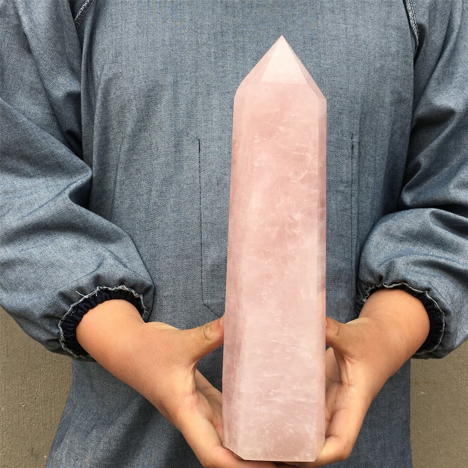 4.55LB Natural Pink Rose Quartz Crystal Point Obelisk Wand Healing Reiki  XA1326