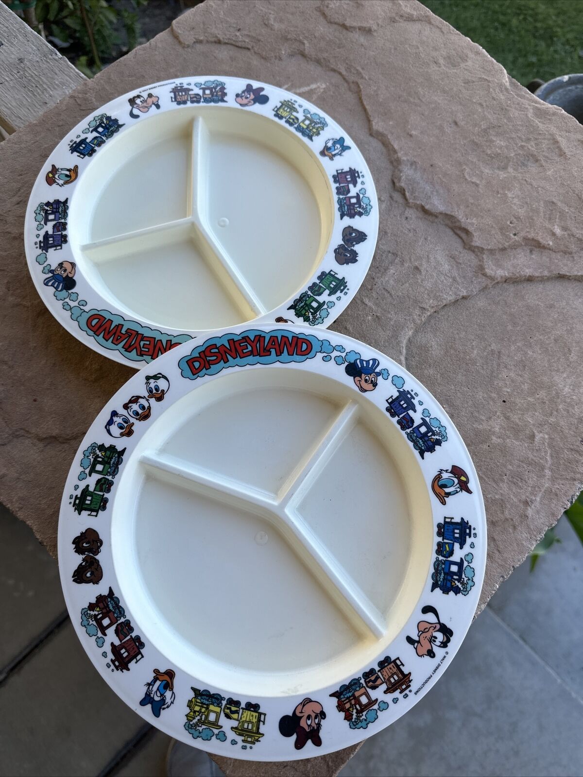 Lot Of 2 Vintage Disneyland Plates 3 Part Divided Deka