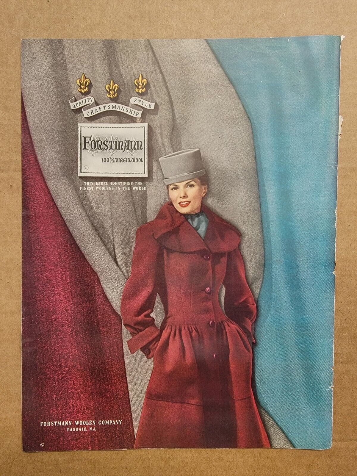 NOSTALGIC Print Ad Advertisement 1946 Forstmann Woolen Company Outfit with Hat