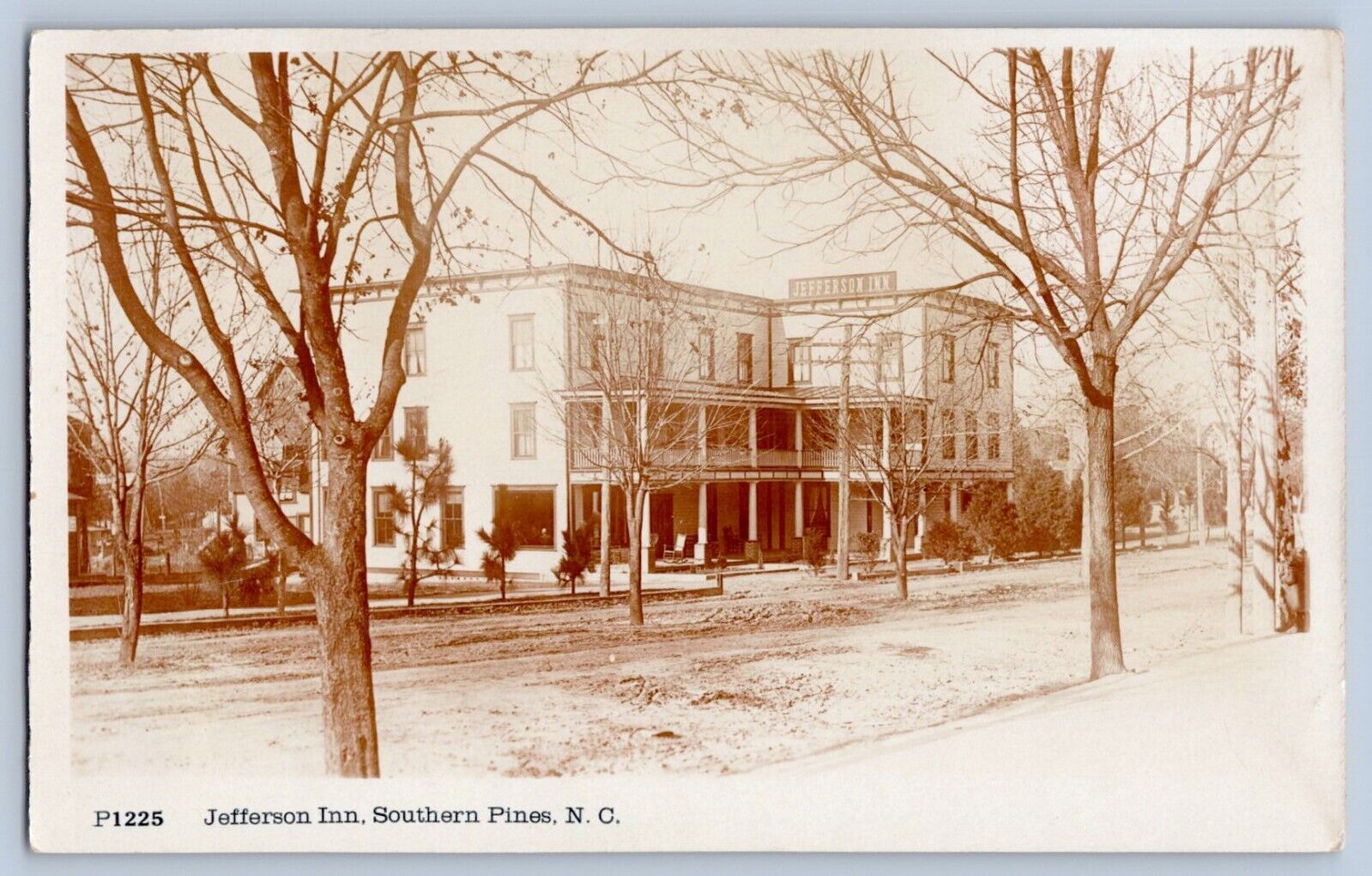 Southern Pines North Carolina NC Jefferson Inn Real Photo Postcard RPPC c1910